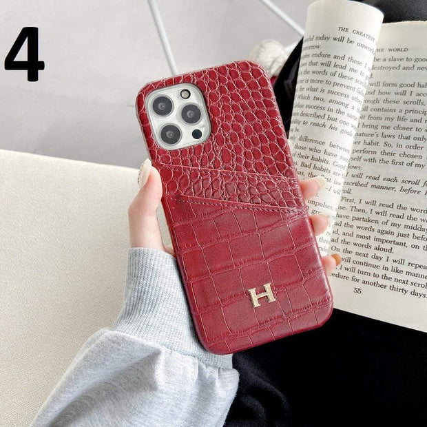 Looopix Leather Hermes iphone Case With Double Card Holder