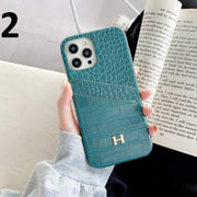 Looopix Leather Hermes iphone Case With Double Card Holder