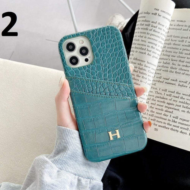 Looopix Leather Hermes iphone Case With Double Card Holder