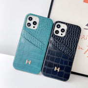 Looopix Leather Hermes iphone Case With Double Card Holder