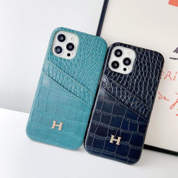 Looopix Leather Hermes iphone Case With Double Card Holder