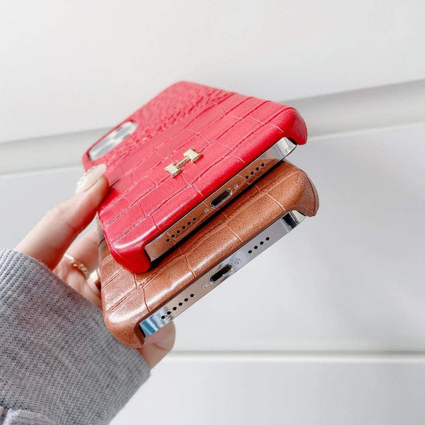 Looopix Leather Hermes iphone Case With Double Card Holder