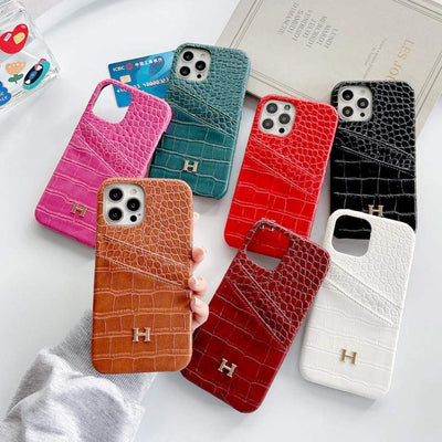 Looopix Leather Hermes iphone Case With Double Card Holder