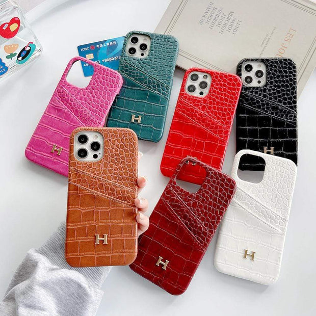 Looopix Leather Hermes iphone Case With Double Card Holder