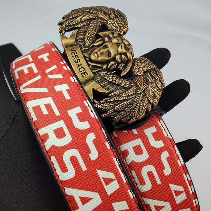 Looopix Leather Versace Belt For Men Available in Black and Red