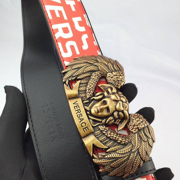 Looopix Leather Versace Belt For Men Available in Black and Red