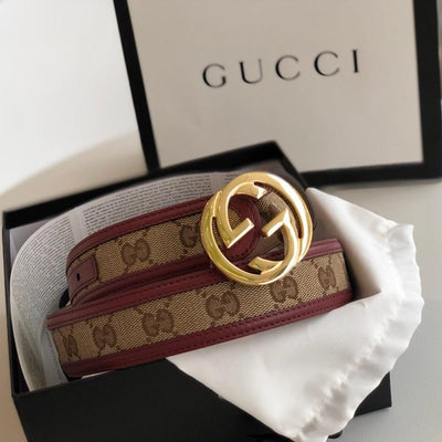 Looopix Limited Edition Burgundy & Brown Leather Gucci Belt