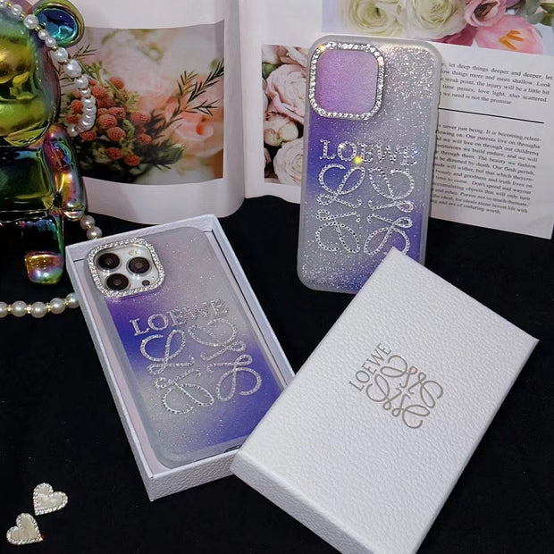 Looopix Loewe Gradient Glitter iPhone Case with Rhinestone Embellishments