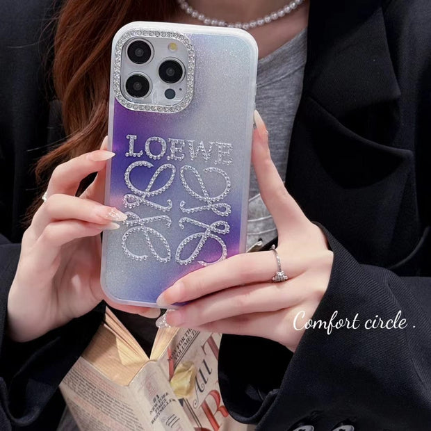 Looopix Loewe Gradient Glitter iPhone Case with Rhinestone Embellishments
