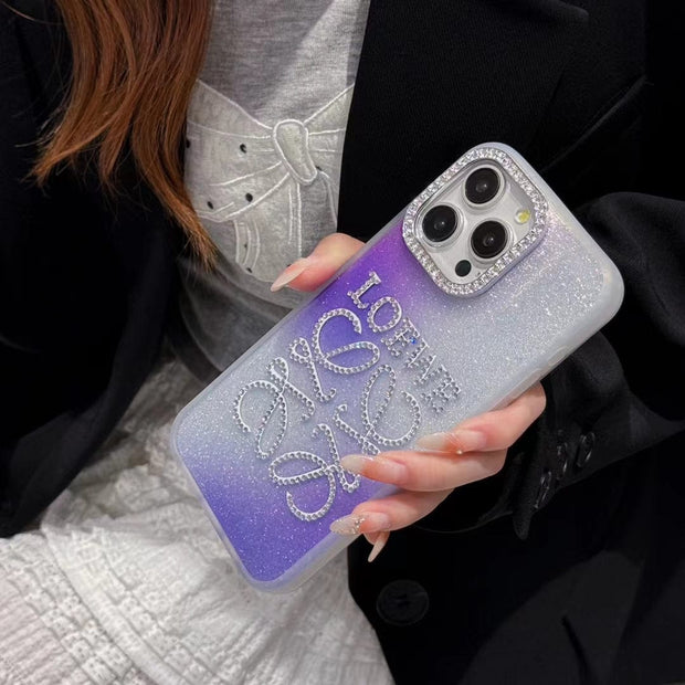 Looopix Loewe Gradient Glitter iPhone Case with Rhinestone Embellishments