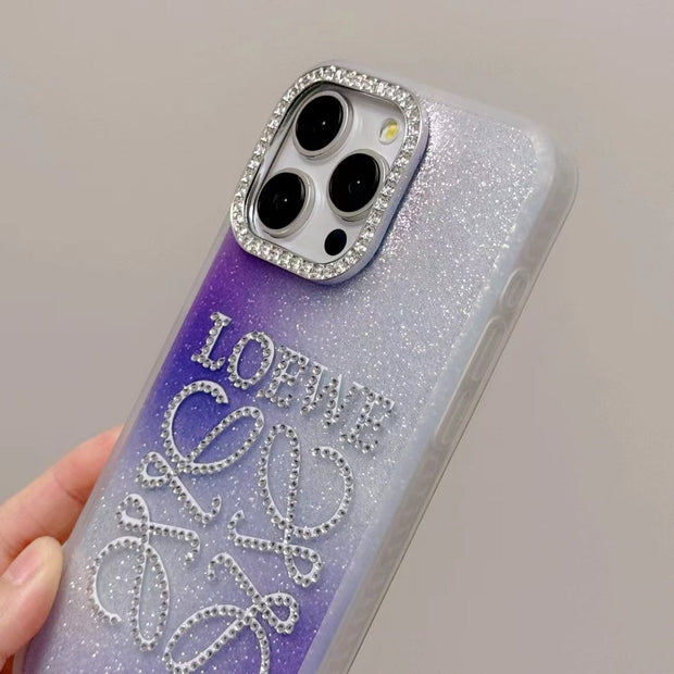 Looopix Loewe Gradient Glitter iPhone Case with Rhinestone Embellishments