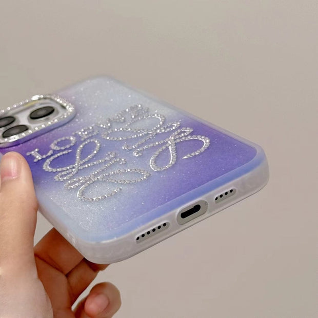 Looopix Loewe Gradient Glitter iPhone Case with Rhinestone Embellishments