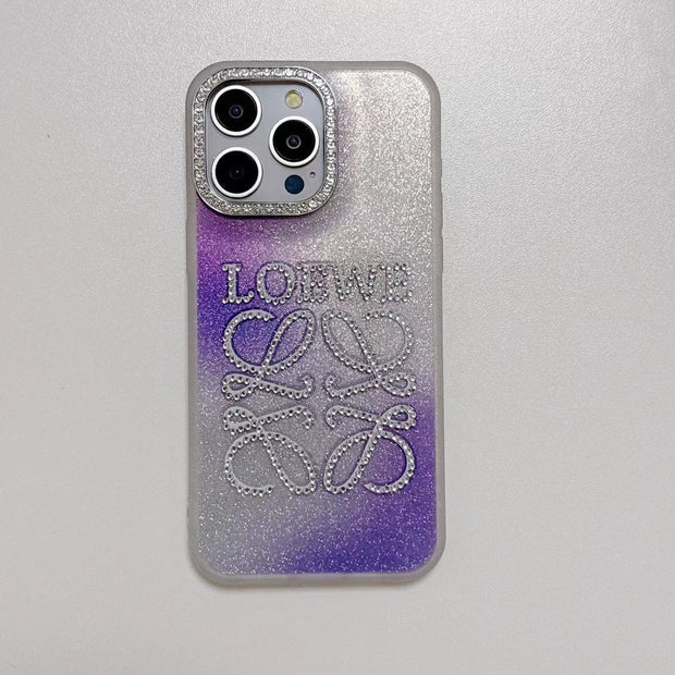 Looopix Loewe Gradient Glitter iPhone Case with Rhinestone Embellishments