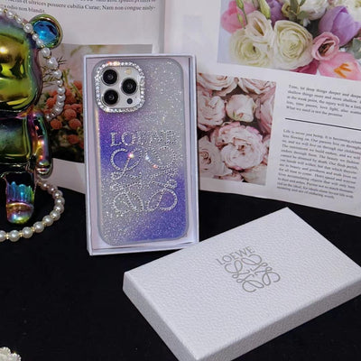 Looopix Loewe Gradient Glitter iPhone Case with Rhinestone Embellishments