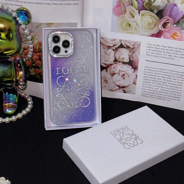 Looopix Loewe Gradient Glitter iPhone Case with Rhinestone Embellishments