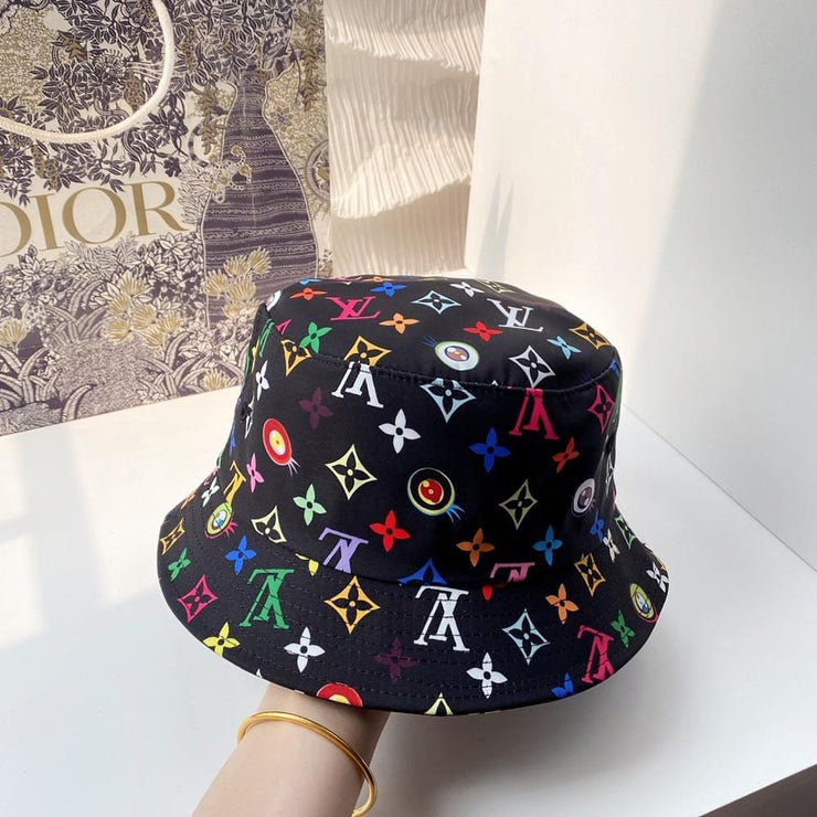 Looopix Louis Vuitton Black Rainbow Bucket Hat