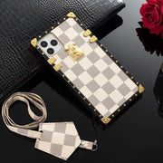 Looopix Louis Vuitton Checkered Trunk-Inspired iPhone Cases with Gold Hardware