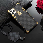 Looopix Louis Vuitton Checkered Trunk-Inspired iPhone Cases with Gold Hardware