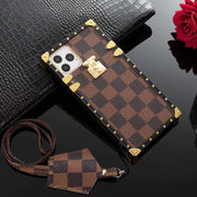 Looopix Louis Vuitton Checkered Trunk-Inspired iPhone Cases with Gold Hardware