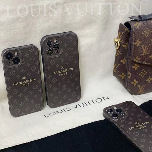 Looopix Louis Vuitton Classic Monogram iPhone Cases with Gold Branding