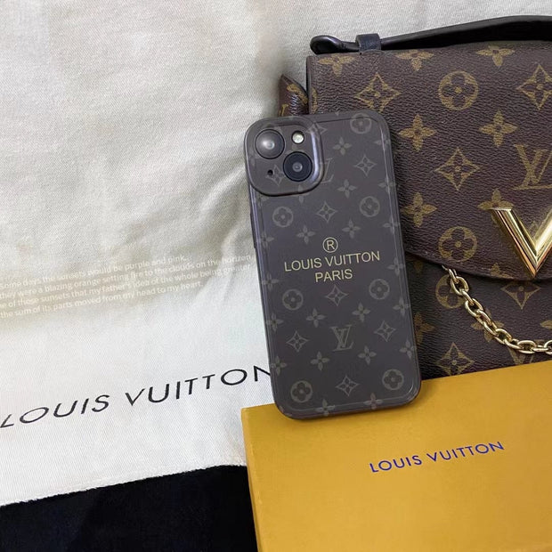 Looopix Louis Vuitton Classic Monogram iPhone Cases with Gold Branding