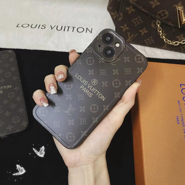 Looopix Louis Vuitton Classic Monogram iPhone Cases with Gold Branding
