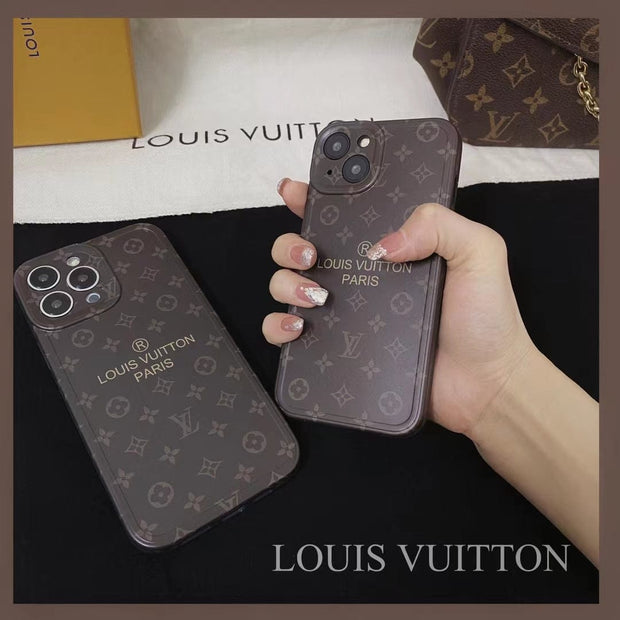 Looopix Louis Vuitton Classic Monogram iPhone Cases with Gold Branding