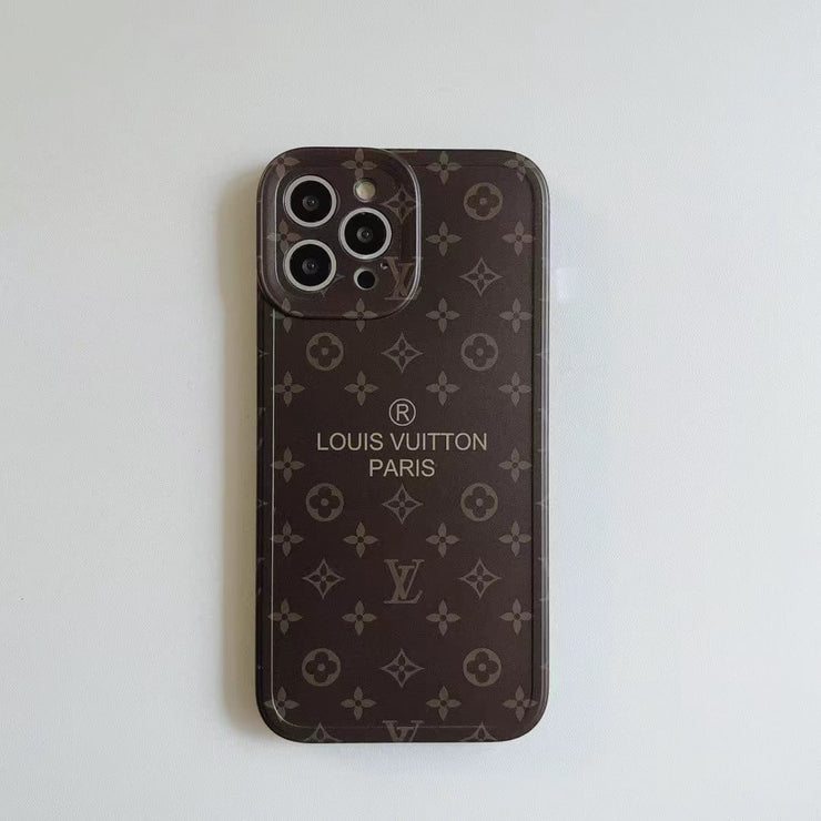 Looopix Louis Vuitton Classic Monogram iPhone Cases with Gold Branding