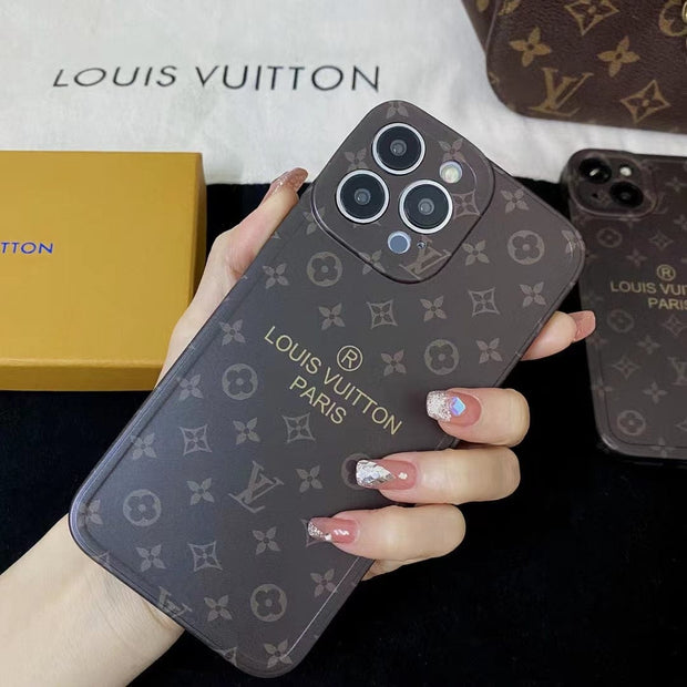 Looopix Louis Vuitton Classic Monogram iPhone Cases with Gold Branding