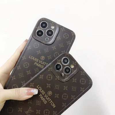 Looopix Louis Vuitton Classic Monogram iPhone Cases with Gold Branding