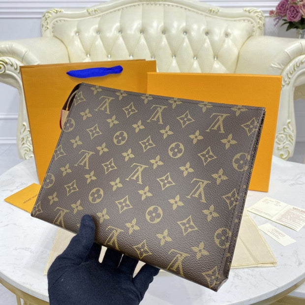 Looopix Louis Vuitton Damier and Monogram Canvas Toiletry Wallet Pouch - Black, Brown, and Monogram