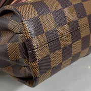 Looopix Louis Vuitton Damier Ebene Canvas Chain Handle Handbag with Red Interior