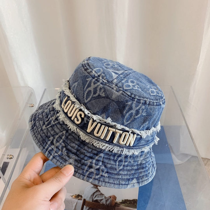 Looopix Louis Vuitton Denim Monogram Bucket Hat
