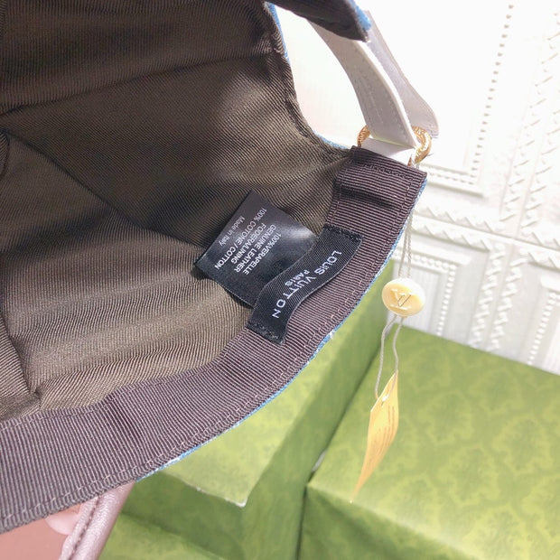 Looopix Louis Vuitton Denim Monogram Cap with Brown Leather Brim