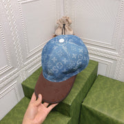 Looopix Louis Vuitton Denim Monogram Cap with Brown Leather Brim