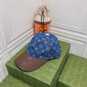 Looopix Louis Vuitton Denim Monogram Cap with Leather Brim
