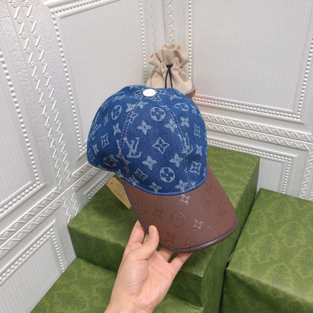 Looopix Louis Vuitton Denim Monogram Cap with Leather Brim