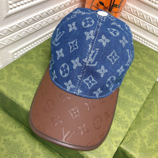 Looopix Louis Vuitton Denim Monogram Cap with Leather Brim