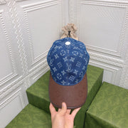 Looopix Louis Vuitton Denim Monogram Cap with Leather Brim