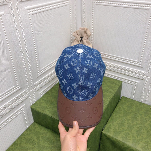 Looopix Louis Vuitton Denim Monogram Cap with Leather Brim