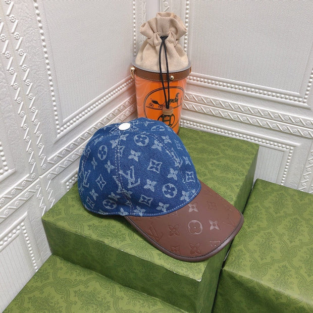 Looopix Louis Vuitton Denim Monogram Cap with Leather Brim