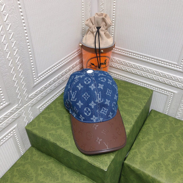 Looopix Louis Vuitton Denim Monogram Cap with Leather Brim