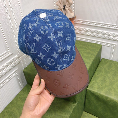 Looopix Louis Vuitton Denim Monogram Cap with Leather Brim