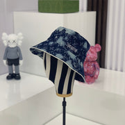 Looopix Louis Vuitton Distressed Denim Monogram Bucket Hat