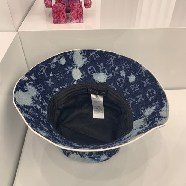 Looopix Louis Vuitton Distressed Denim Monogram Bucket Hat