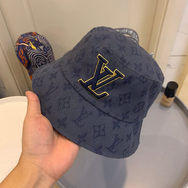 Looopix Louis Vuitton Embroidered Monogram Denim Bucket Hat