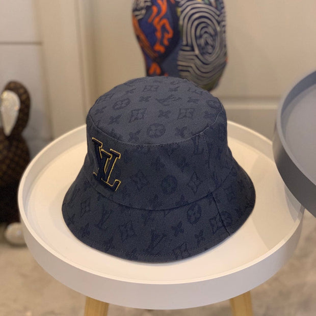 Looopix Louis Vuitton Embroidered Monogram Denim Bucket Hat