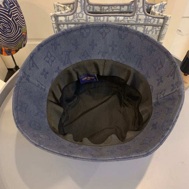 Looopix Louis Vuitton Embroidered Monogram Denim Bucket Hat