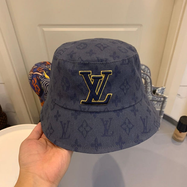 Looopix Louis Vuitton Embroidered Monogram Denim Bucket Hat