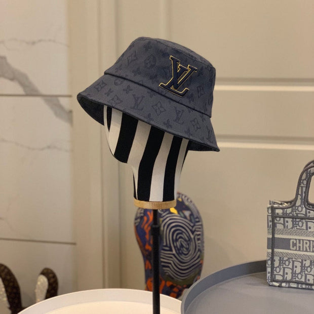 Looopix Louis Vuitton Embroidered Monogram Denim Bucket Hat